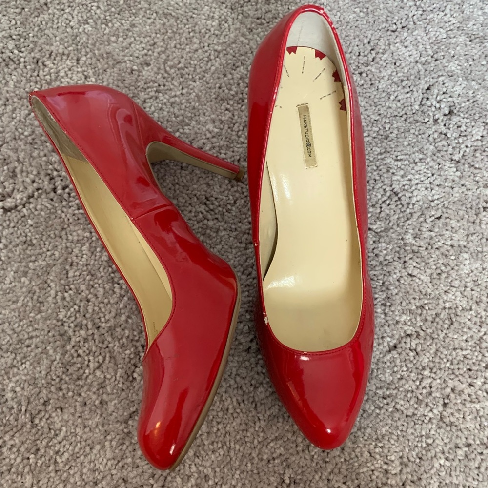 Red patent leather heels